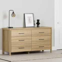 South Shore Storage Furniture>6 Drawer Dresser - Gravity Natural Ash