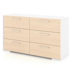 Meuble Meq Storage Furniture>6 Drawers Chest - White Natural
