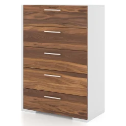 Meuble Meq Storage Furniture>5 Drawers Chest - White Walnut