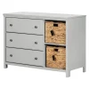 South Shore Changing Tables>3 Drawers Dresser with Cotton Candy Baskets - Soft Gray