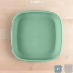 Kids Re-Play Tableware|Plates & Placemats>7" Flat Plate - Sage