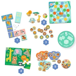 Kids Djeco Board Games>5 Games - Savannah Animals