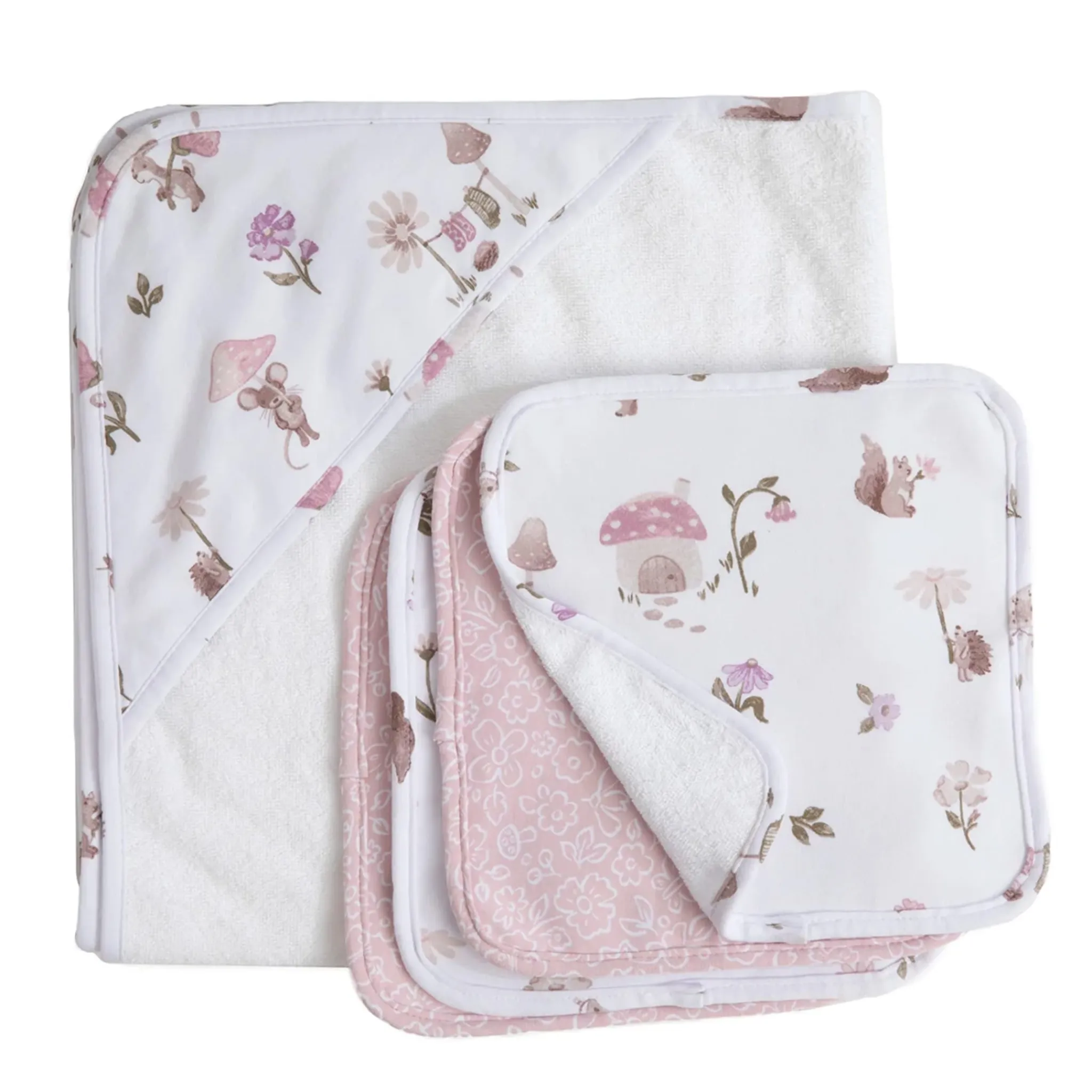 Kids Living Textiles Towels & Wipes|Towels & Wipes>5 Pieces Bath Gift Set - Mushroom House