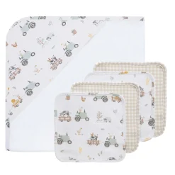 Kids Living Textiles 5 Pieces Bath Gift Set - Tractor Ride