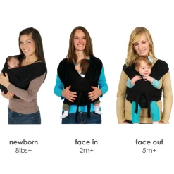 JJ Cole Outdoors & Travel|Baby Carriers>Agility Flex Stretch Baby Carrier - Black