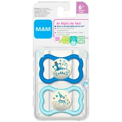 Mam Baby Air Night Pacifiers (2) 6m+ - Blue
