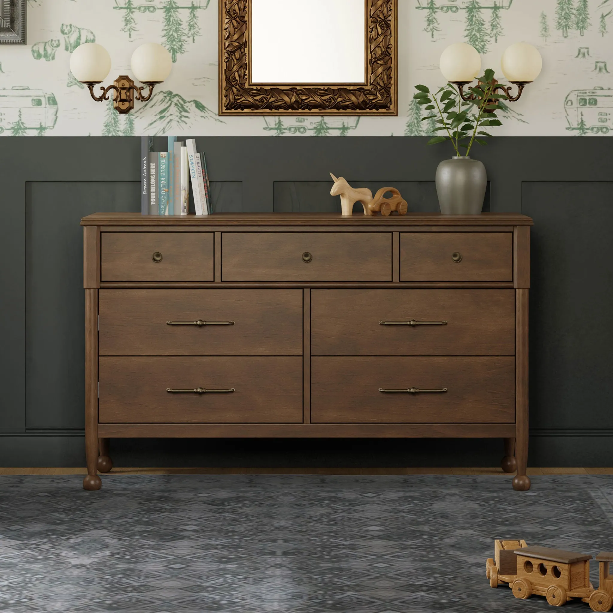 Namesake Storage Furniture>Alouette 7-Drawer Assembled Dresser - Natural Walnut