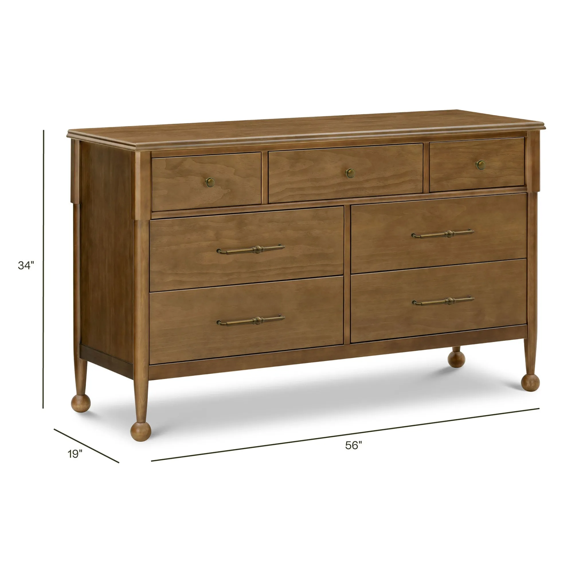 Namesake Storage Furniture>Alouette 7-Drawer Assembled Dresser - Natural Walnut