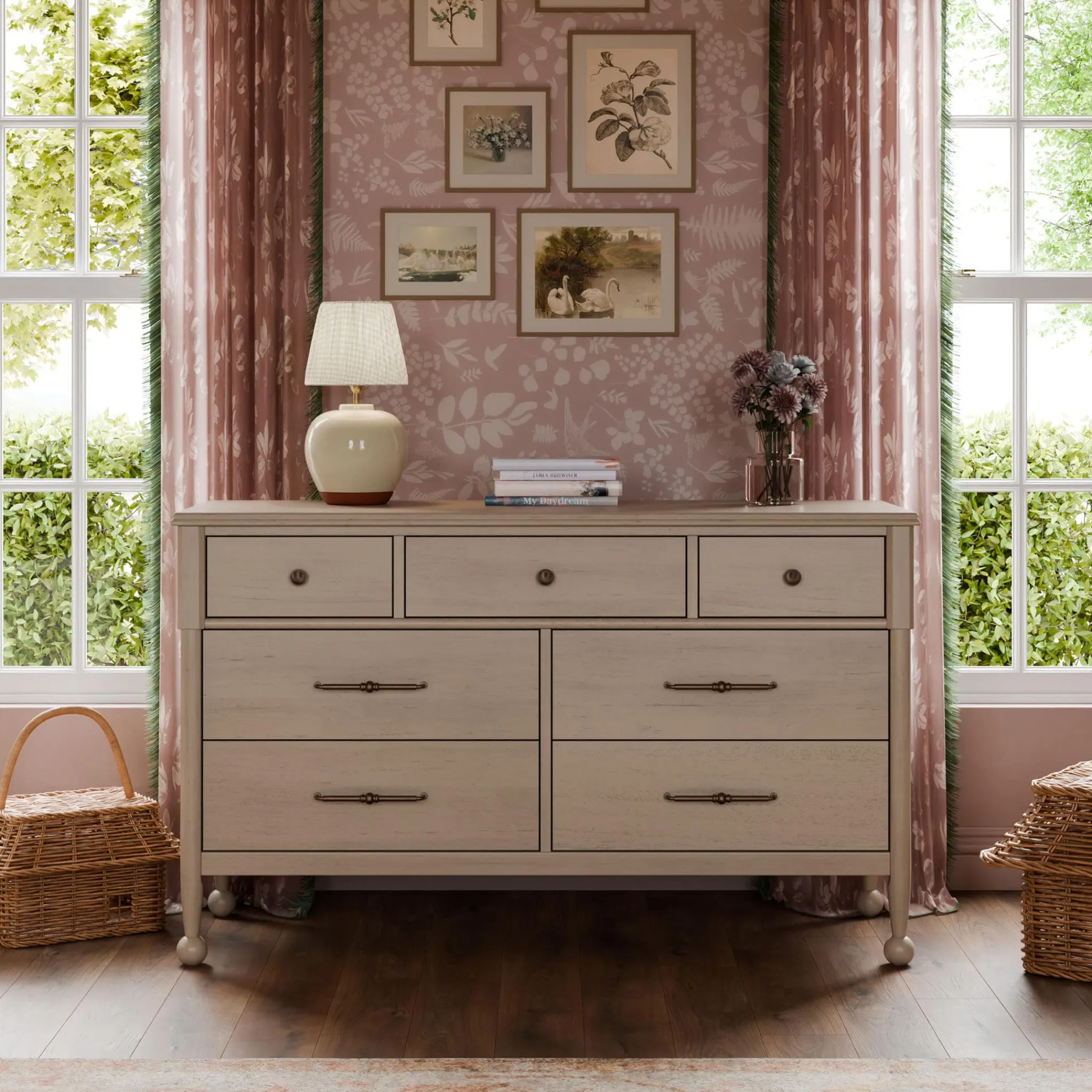 Namesake Alouette 7-Drawer Assembled Dresser - Washed Pine