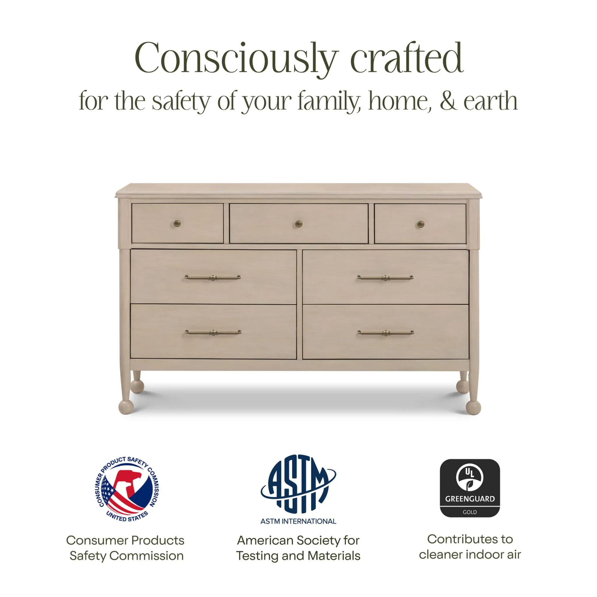 Namesake Alouette 7-Drawer Assembled Dresser - Washed Pine