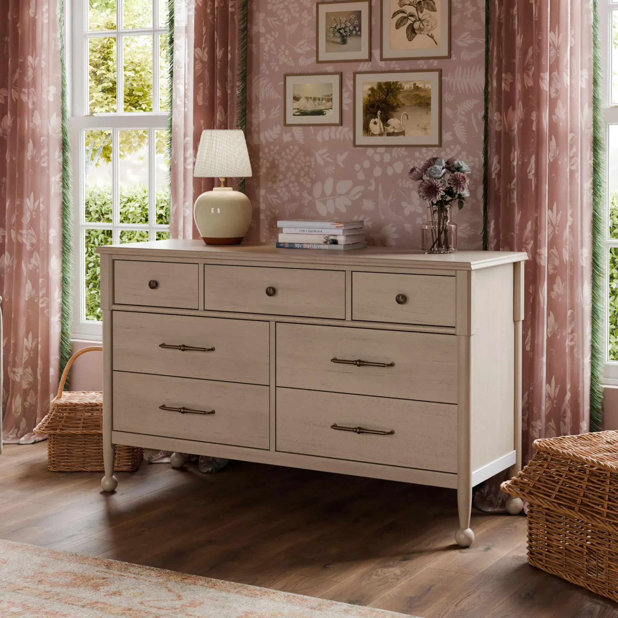 Namesake Alouette 7-Drawer Assembled Dresser - Washed Pine