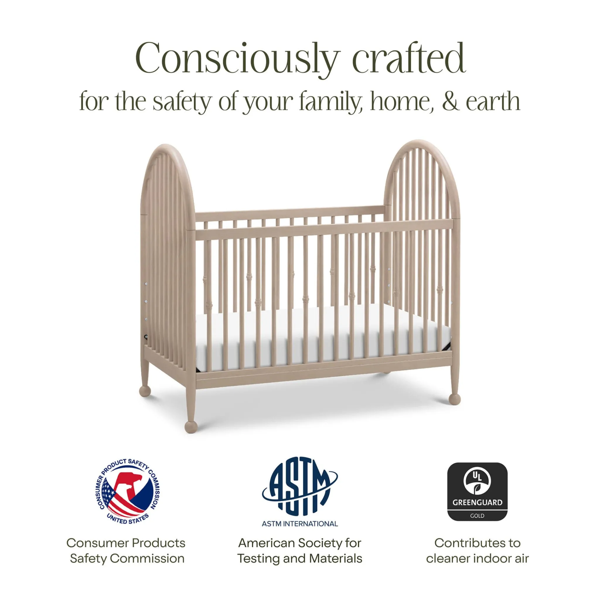 Namesake Alouette 3-in-1 Convertible Spindle Crib - Washed Pine