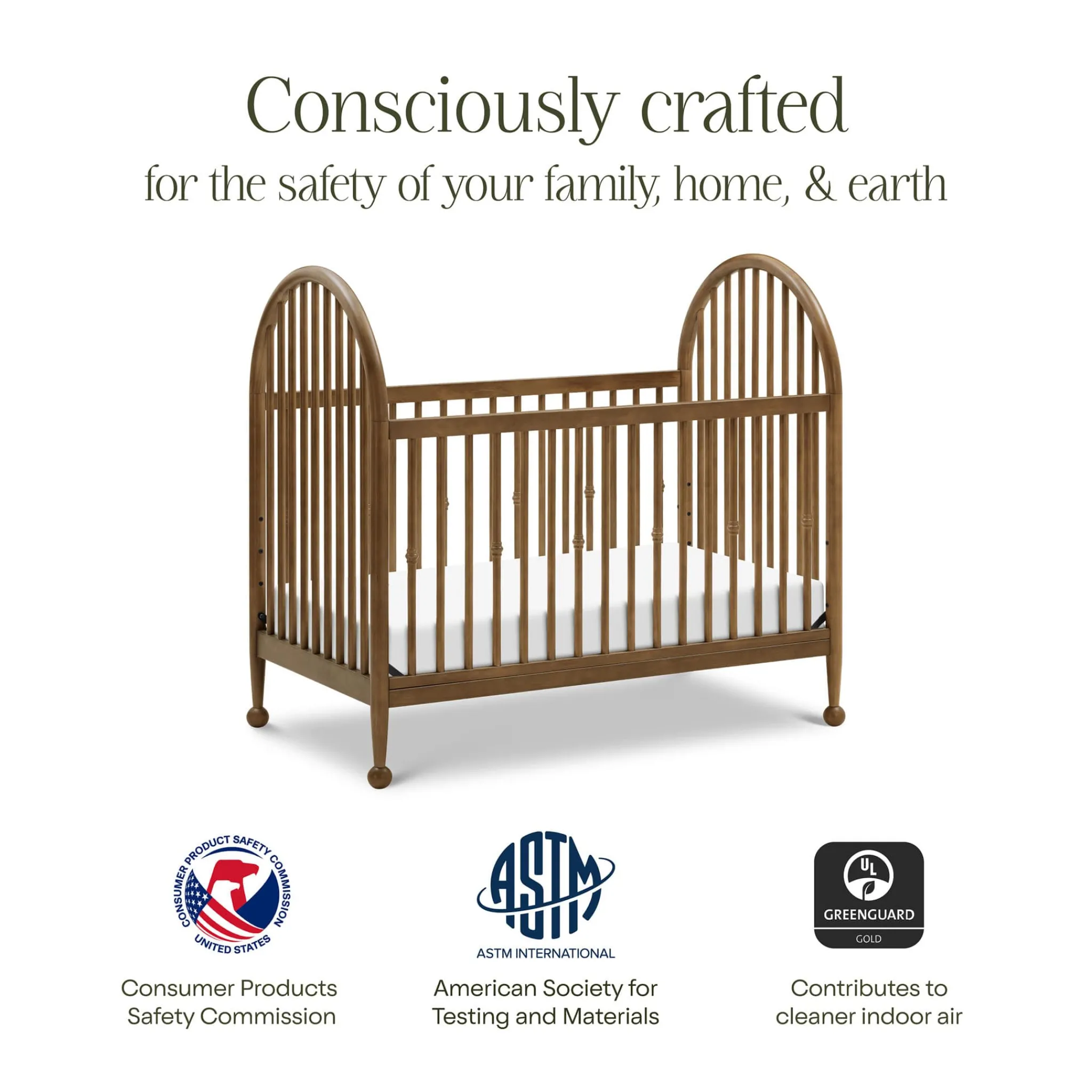 Namesake Cribs & Mattresses|Cribs & Mattresses>Alouette 3-in-1 Convertible Spindle Crib - Natural Walnut