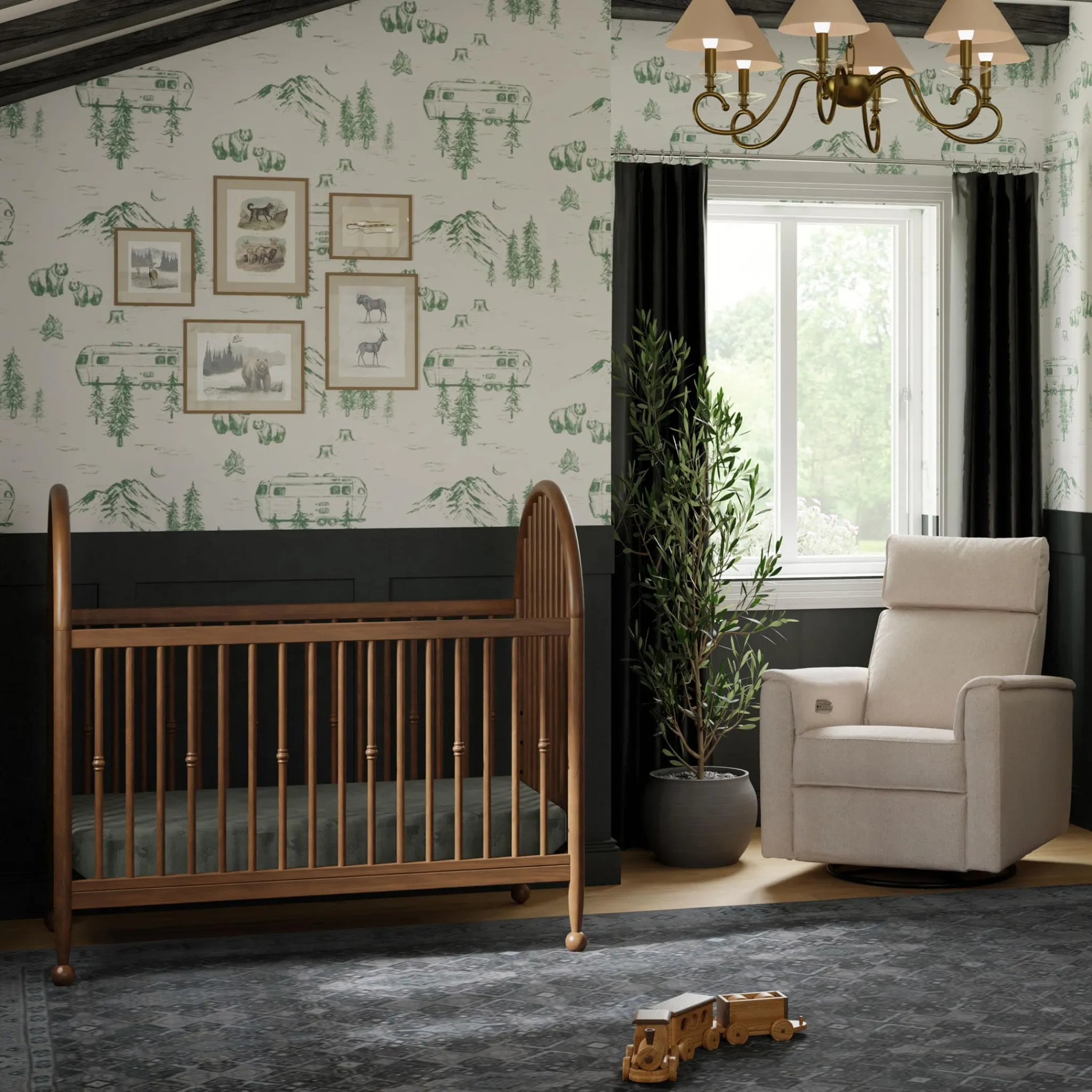 Namesake Cribs & Mattresses|Cribs & Mattresses>Alouette 3-in-1 Convertible Spindle Crib - Natural Walnut