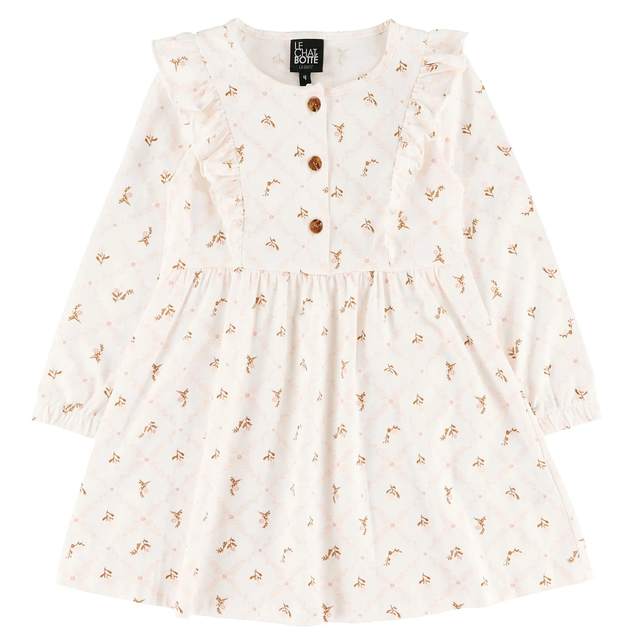 Kids Chat Botte Dresses & Rompers>AOP Flowers Poetry Dress 2-8
