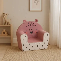CLÉMENT Armchair with ears - Leopard Pink