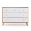 Dadada Baby Austin 5 Drawers Dresser - Whthe / Red Oak