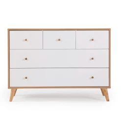 Dadada Baby Austin 5 Drawers Dresser - Whthe / Red Oak