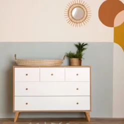 Dadada Baby Austin 5 Drawers Dresser - Whthe / Red Oak