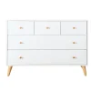 Dadada Baby Storage Furniture>Austin 5 Drawers Dresser - Whtite / Naturel