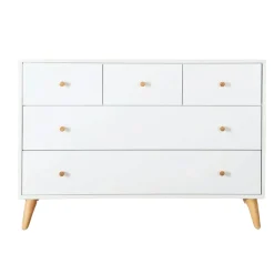 Dadada Baby Storage Furniture>Austin 5 Drawers Dresser - Whtite / Naturel