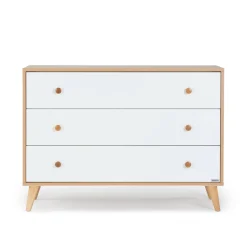 Dadada Baby Austin 3-Drawer Dresser - White / Red Oak