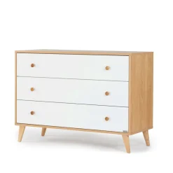 Dadada Baby Austin 3-Drawer Dresser - White / Red Oak