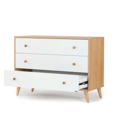 Dadada Baby Austin 3-Drawer Dresser - White / Red Oak