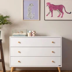 Dadada Baby Storage Furniture>Austin 3-Drawer Dresser - White / Natural