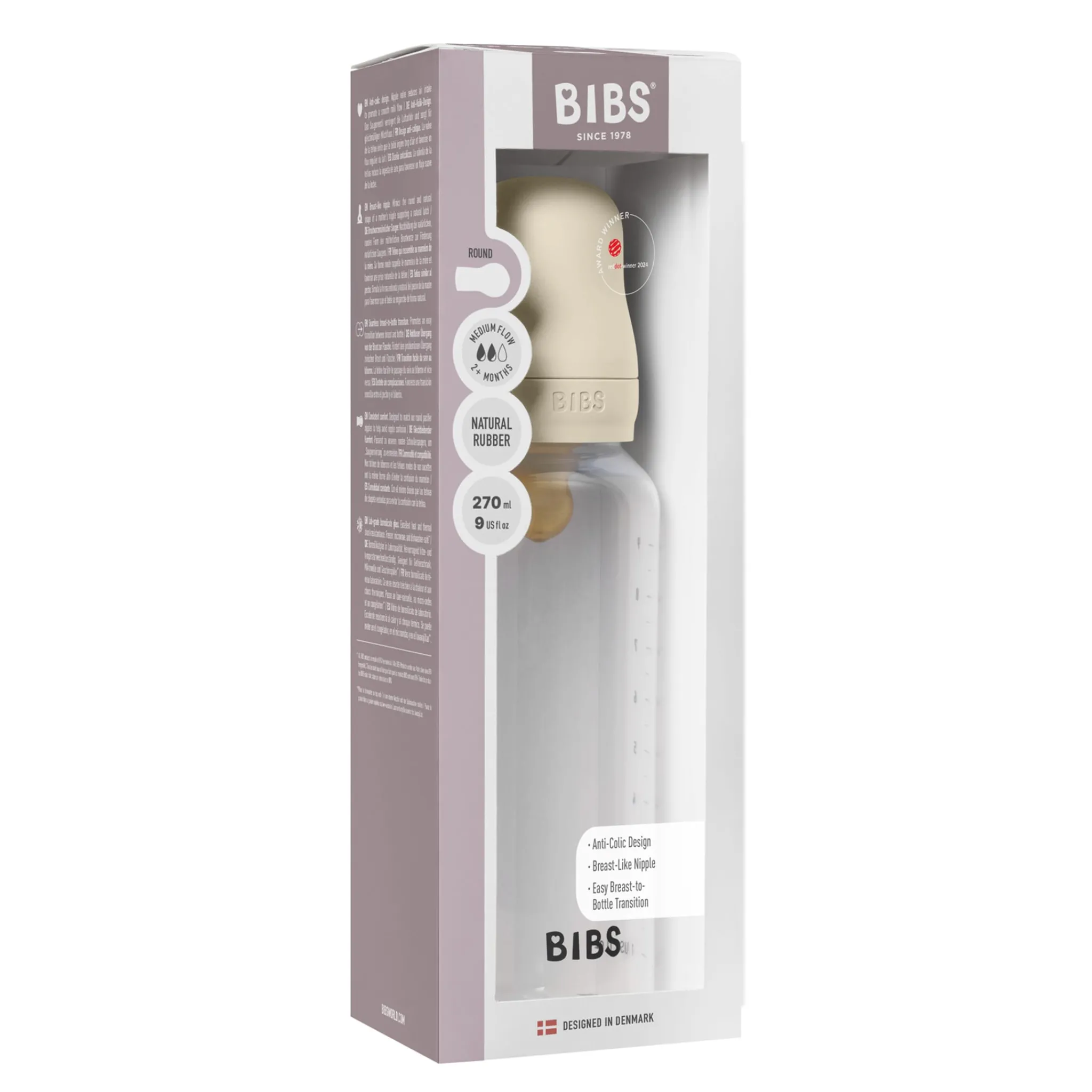 Bibs Breastfeeding|Bottles & Nipples>Baby Bottle Round Latex 1 pack 270 ml - Ivory