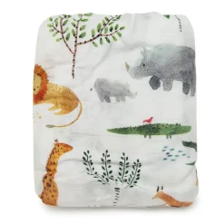 Kids Loulou Lollipop Bamboo Muslin Fitted Crib Sheet - Safari