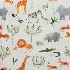 Kids Loulou Lollipop Bamboo Muslin Fitted Crib Sheet - Safari