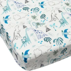 Kids Loulou Lollipop Bamboo Muslin Fitted Crib Sheet - Dinosaurs Begins