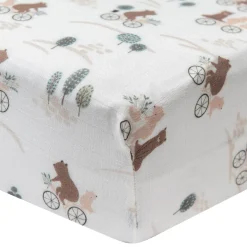 Kids Loulou Lollipop Bamboo Muslin Fitted Crib Sheet - Bears on Bikes