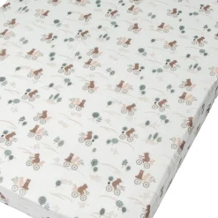 Kids Loulou Lollipop Bamboo Muslin Fitted Crib Sheet - Bears on Bikes