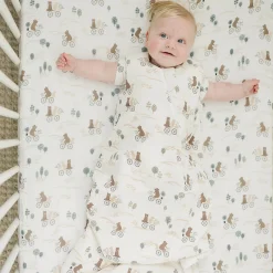 Kids Loulou Lollipop Bamboo Muslin Fitted Crib Sheet - Bears on Bikes