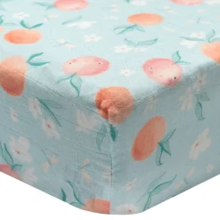 Kids Loulou Lollipop Sheets|Bedding>Bamboo Muslin Fitted Crib Sheet - Peaches