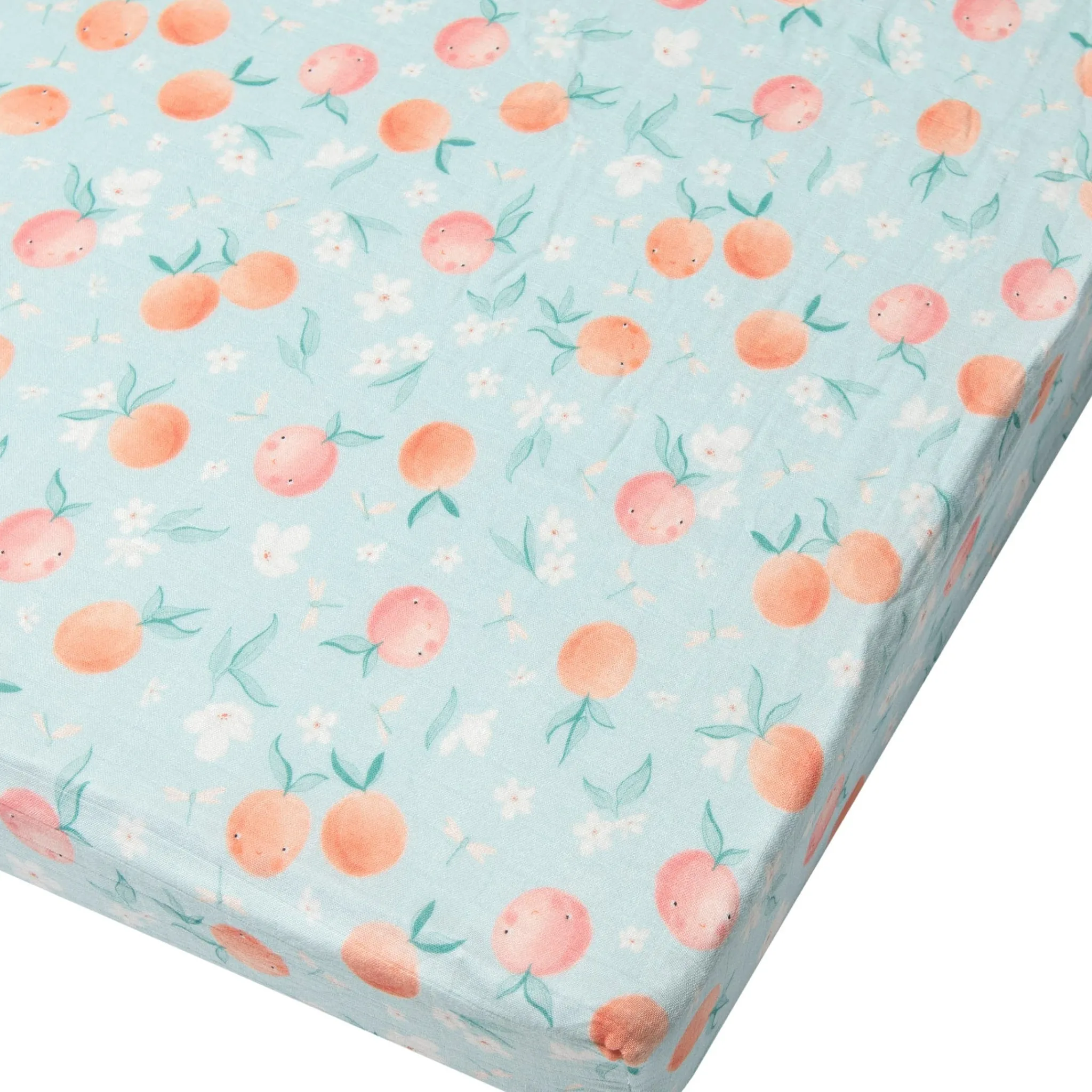 Kids Loulou Lollipop Sheets|Bedding>Bamboo Muslin Fitted Crib Sheet - Peaches