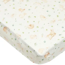 Kids Loulou Lollipop Bamboo Muslin Fitted Crib Sheet - Bunny Meadow