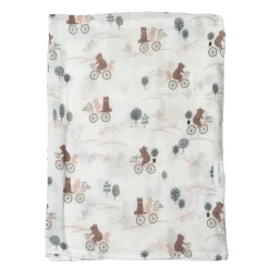 Kids Loulou Lollipop Blankets|Blankets>Bamboo Muslin Swaddle Blanket - Bears on Bikes