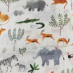 Kids Loulou Lollipop Blankets|Blankets>Bamboo Muslin Swaddle Blanket - Safari