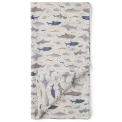 Kids Loulou Lollipop Blankets|Blankets>Bamboo Muslin Swaddle Blanket - Sharks