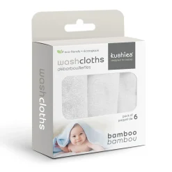 Kids Kushies Bamboo 6-Pack Washcloths - White