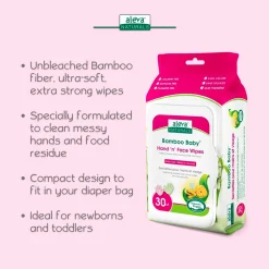 Kids Aleva Naturals Bamboo Wipes Hand and Face Set of 30