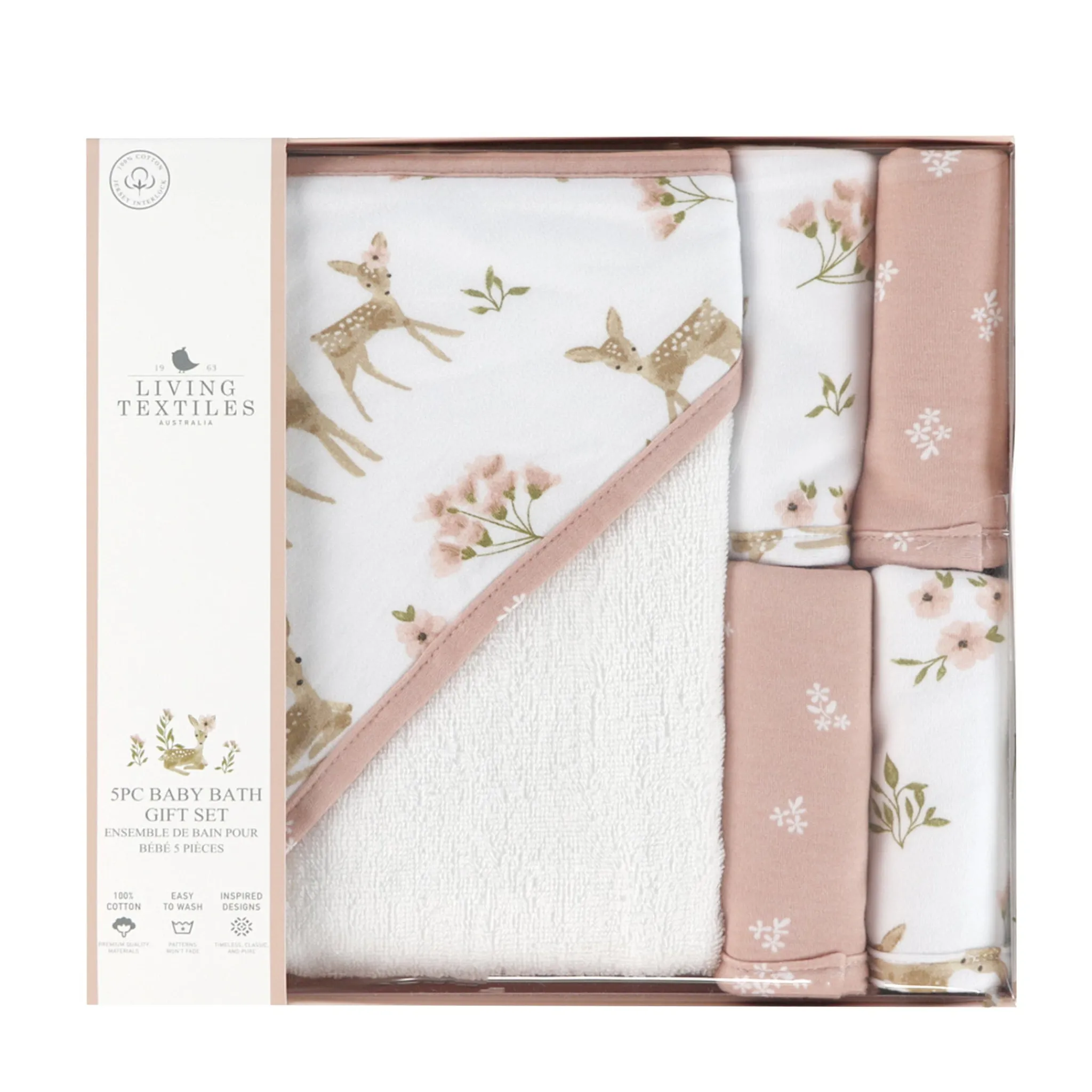 Kids Living Textiles Towels & Wipes|Towels & Wipes>Bath Gift Set 5 Pieces - Sophia Garden