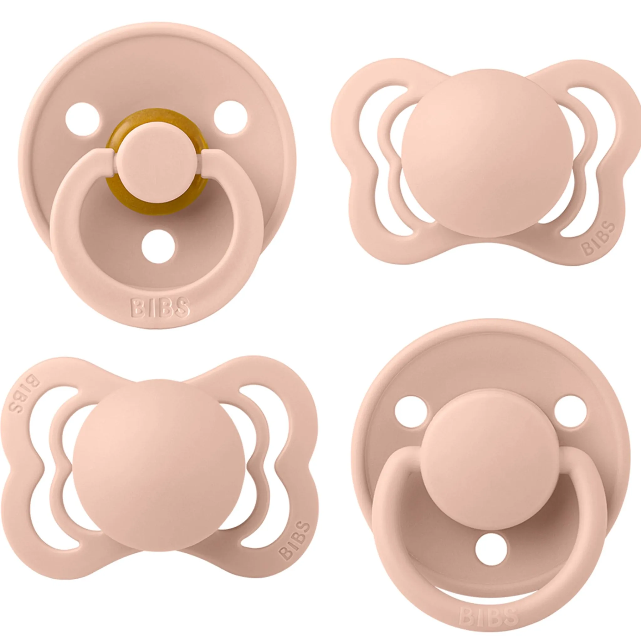 Bibs Pacifiers & Clips|Pacifiers & Clips>Try-It Collection Symmetrical Pacifier (4) 0-6m - Blush (Size 1)
