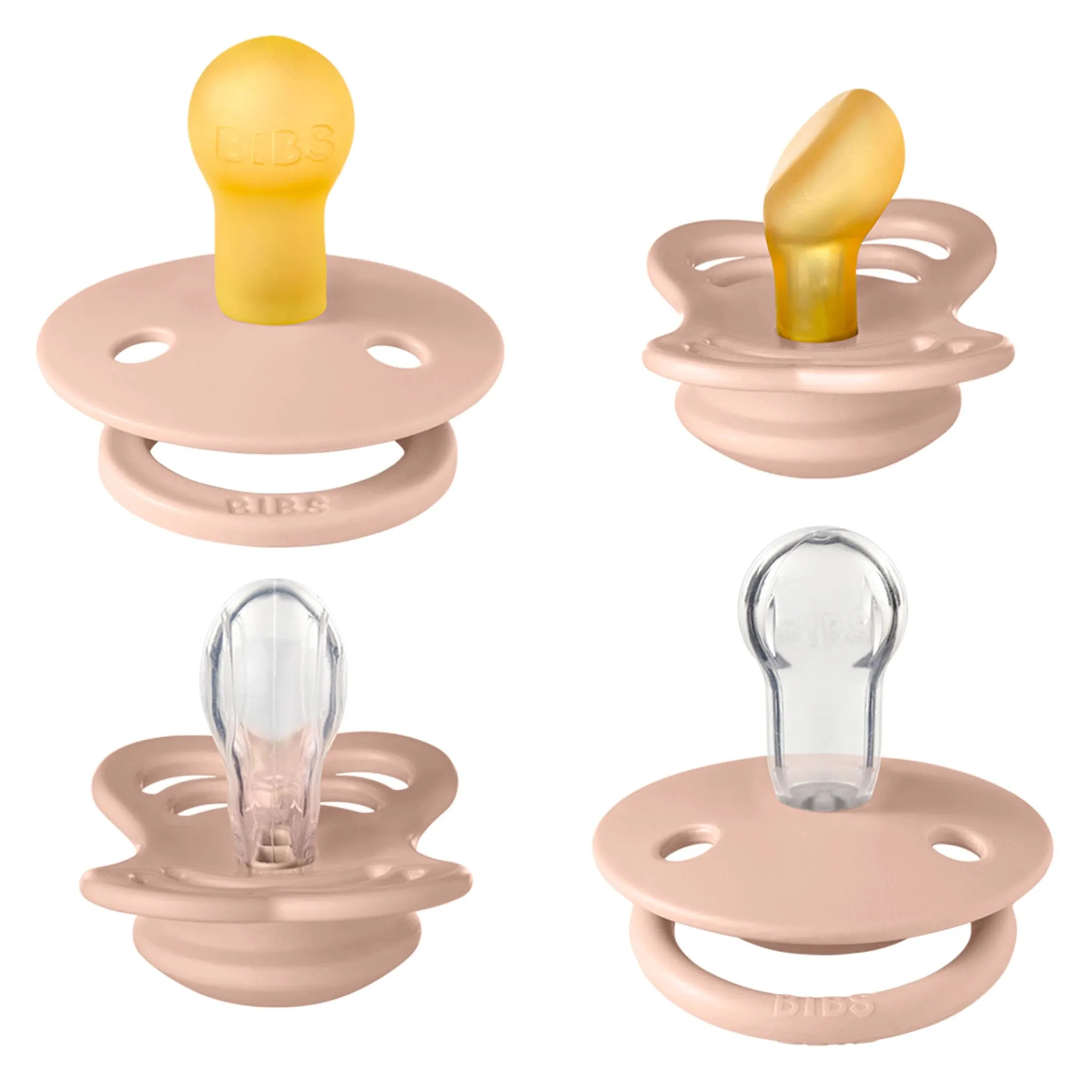 Bibs Pacifiers & Clips|Pacifiers & Clips>Try-It Collection Symmetrical Pacifier (4) 0-6m - Blush (Size 1)