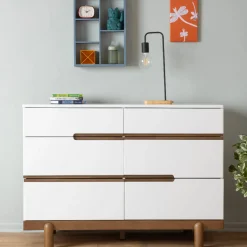 Dadada Baby Bliss 6-Drawers Dresser - White / Walnut
