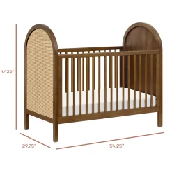 Babyletto Bondi Cane 3-in-1 Convertible Crib with Toddler Bed Kit- Honey Cane