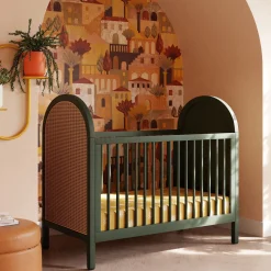 Babyletto Cribs & Mattresses|Cribs & Mattresses>Bondi Cane 3-in-1 Convertible Crib with Toddler Bed Kit - Green / Natural Cane